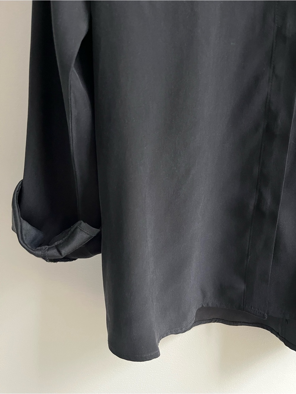 Frame Matte Black 100% Silk Charmeuse Button Down Collared Shirt XS - Picture 5 of 7
